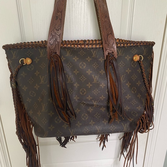 Authentic Vintage Louis Vuitton up cycle with boho leather fringe - Picture 7 of 10